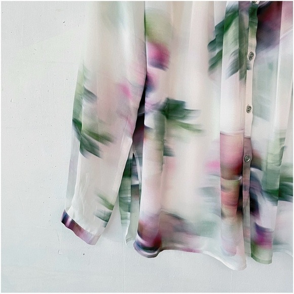 Karen Kane WatercolorFloral Print Georgette Tunic Blouse Size Small - Picture 4 of 11